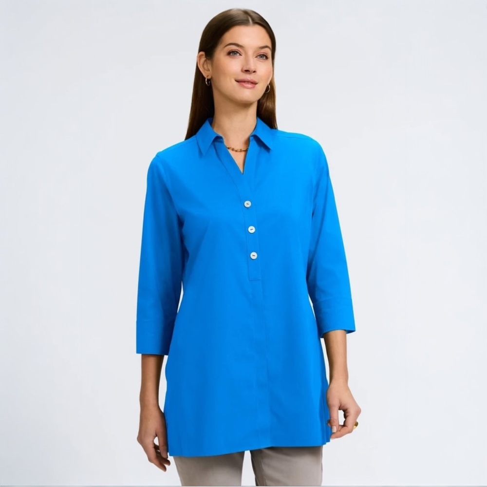 Foxcroft Collection Pamela No Iron Stretch 3/4 Sleeve Tunic